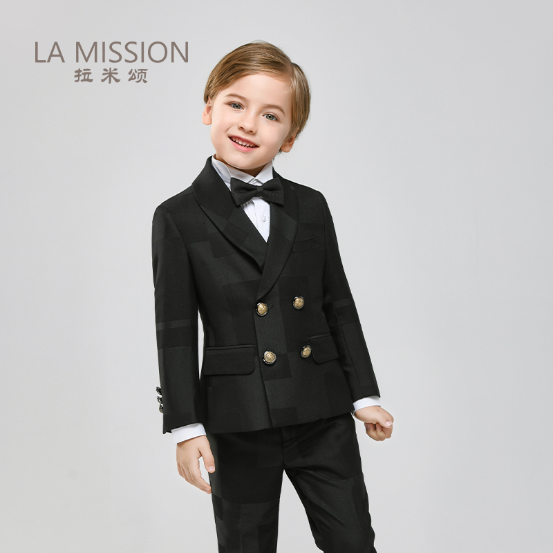 Rami Praises Classic Black Dark Tattoo Boy Suit Children Chair Suits Piano Performance Gown Gentleman Suits