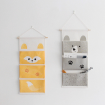 Cute cartoon animal fabric wall hanging storage bag kindergarten childrens room book picture book finishing cloth bag
