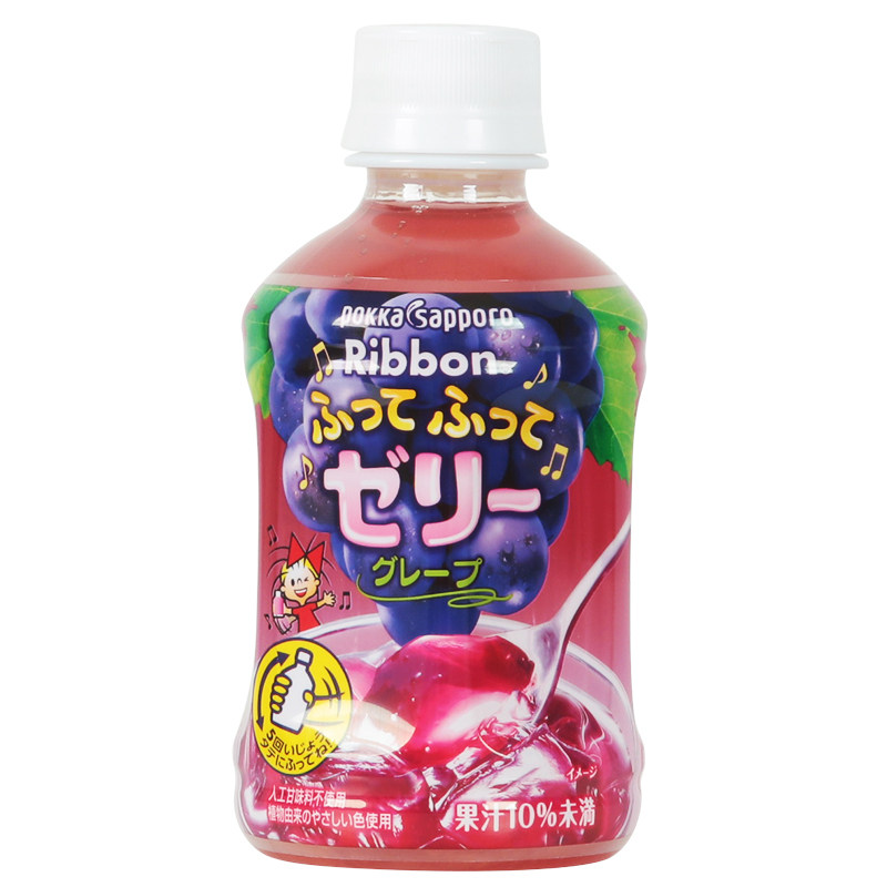 Japan POKKA SAPPORO PARKnSHOP Ribbon Grape Juice Shake Jelly Drink 295g Juice 10%