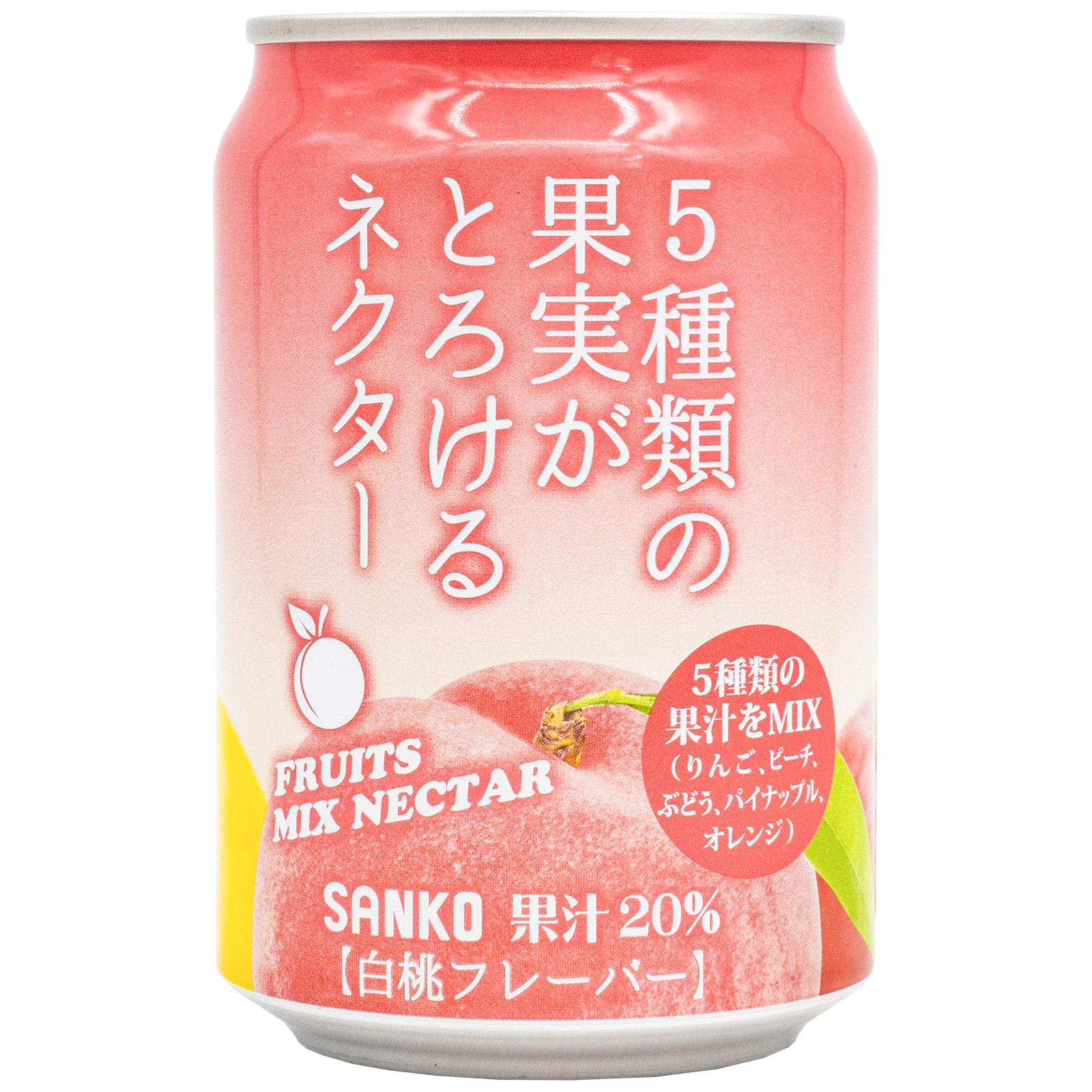Japan SANKO Three Valleys White Peach 5 Fruits Nectar Compound Juice Taste Drink 350ml Single jar