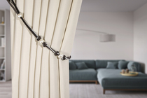 Pure colour modern minimalist pearl woven flannel small red book style light lavish plate room curtain bandage INS