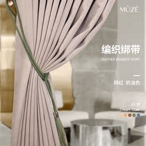 Creative Curtain Strap Pair of Milk Oil Color Decoration Light Extravagant Tying 100 hitch Curtain Buttoned Mesh Red Zellather Small Red Book