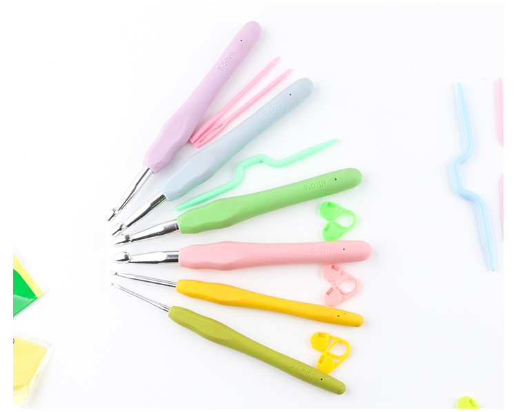 Silicone mềm Xử lý Rainbow Hook Hook Bộ công cụ Dệt Túi Khăn quàng cổ Áo len Công cụ kẹo Màu Bộ - Công cụ & vật liệu may DIY kéo bấm chỉ