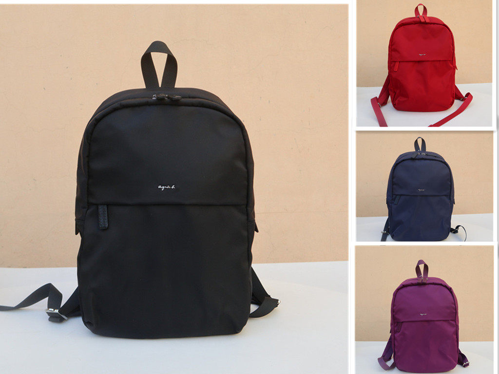 ab pure color waterproof nylon zipper shoulder backpack ab package for the college bookgirl bag