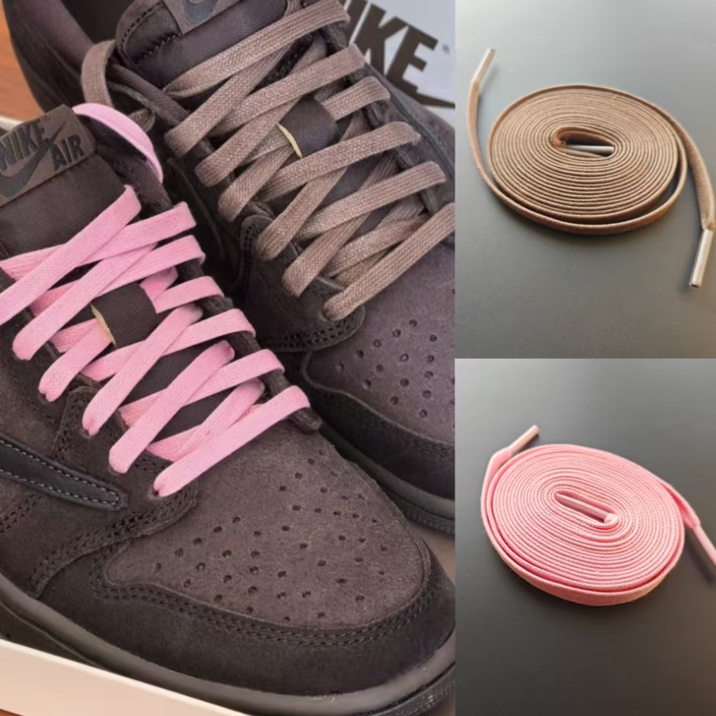 Suitable for Aj1 Swoosh 9.0 Velvet Mocha Shoelaces Lightning Swoosh Waxed Shoelaces Oil Wax Brown Retro Shoelace Cord