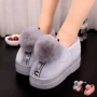 Giày cotton mùa đông cho nữ với phiên bản tiếng Hàn dép crocs nữ