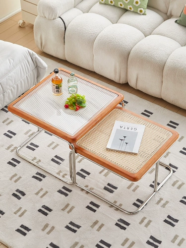 Среднекварный журнальный столик гостиная домохозяйство маленькая квартира диван несколько комбинаций легкие роскошные сеть красная виноградная лоза редактированная стеклянная из нержавеющая сталь стол