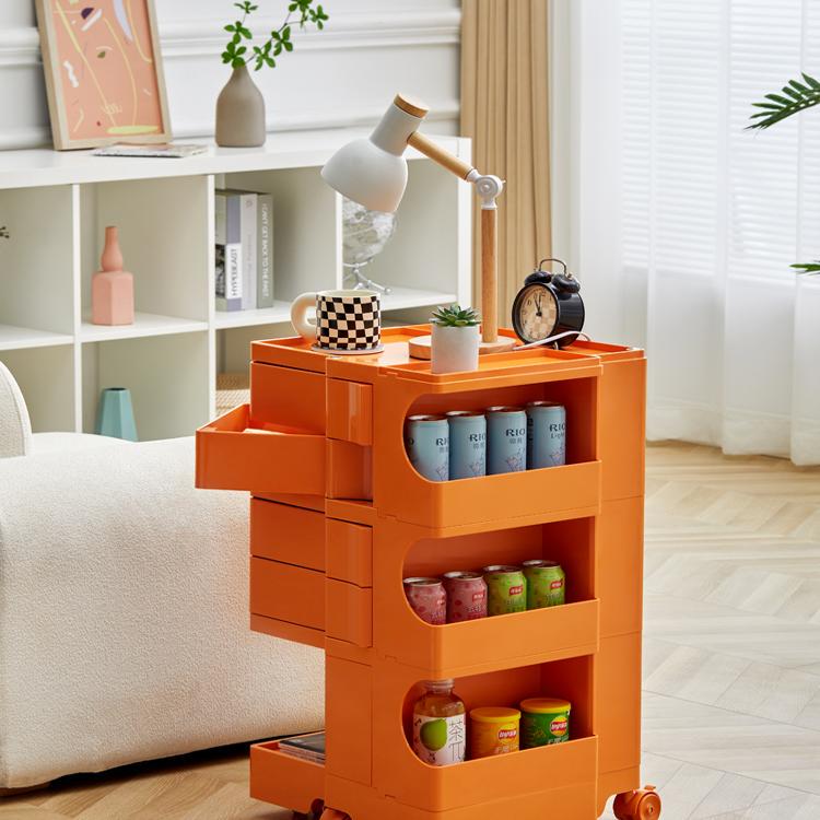 Small Trolley Storage Rack Bedside Cosmetics Storage Cabinet Trendy Ins-Style Movable Rotating Multifunctional Storage Rack