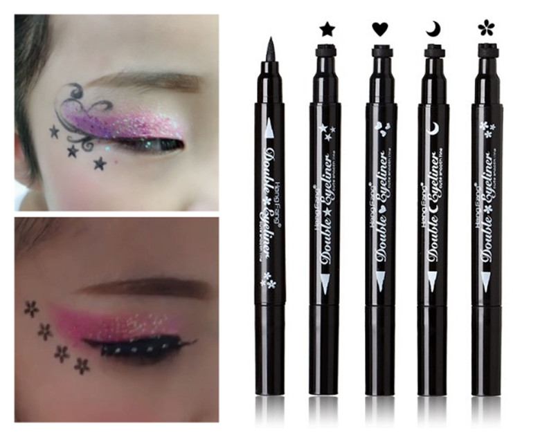 Small Andromeda Dance Performance Intense Black Double Headline Liquid Pen Stars Moon Heart-shaped Waterproof Perspiration Seal Hard Head