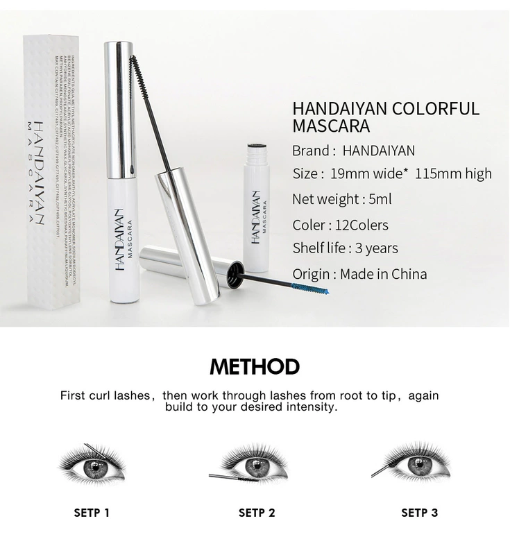 Màu đầu cọ cực nhỏ mascara stage bungee primer trắng café xanh xanh tím đen mịn chống thấm nước không chóng mặt - Kem Mascara / Revitalash