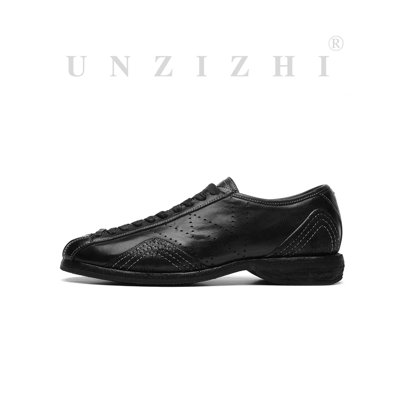Unzizhi Retro Black Skate Shoes Training Shoes Minimalist Handmade Cowhide Vegetable-Tanned Washed Suede Boxing Shoes for Men Unzizhi Retro Black Skate Shoes Training Shoes Minimalist Handmade Cowhide Vegetable-Tanned Washed Suede Boxing Shoes for Men