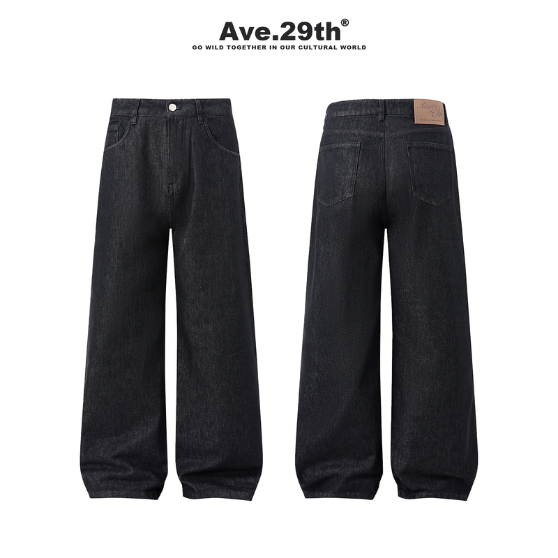 Ave.29Th Classic Raw Denim Baggy Jeans 13 oz A-Line Straight-Leg Slightly Flared Wide-Leg Commuter Pants