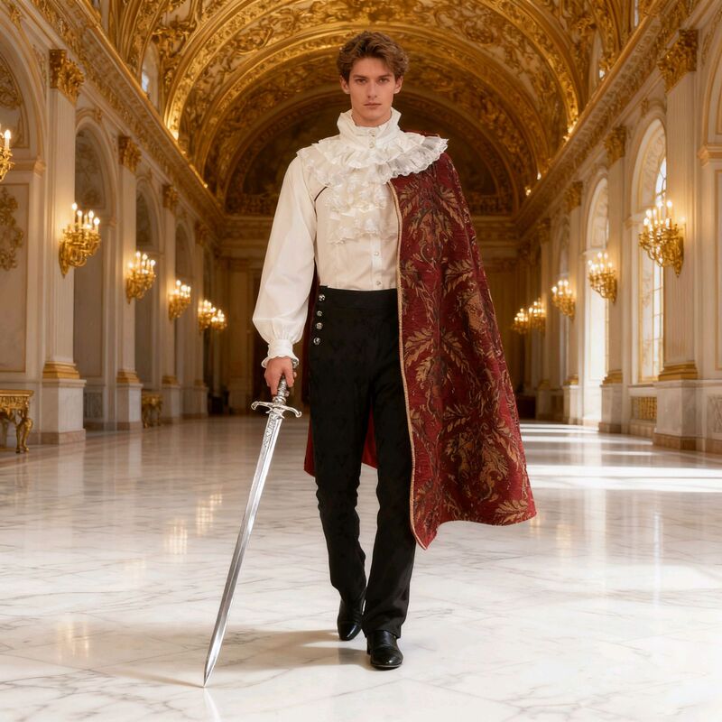 Medieval Literary Retro Aristocratic Tudor King Costume Stage Role-Playing Renfaire Shirt Cloak