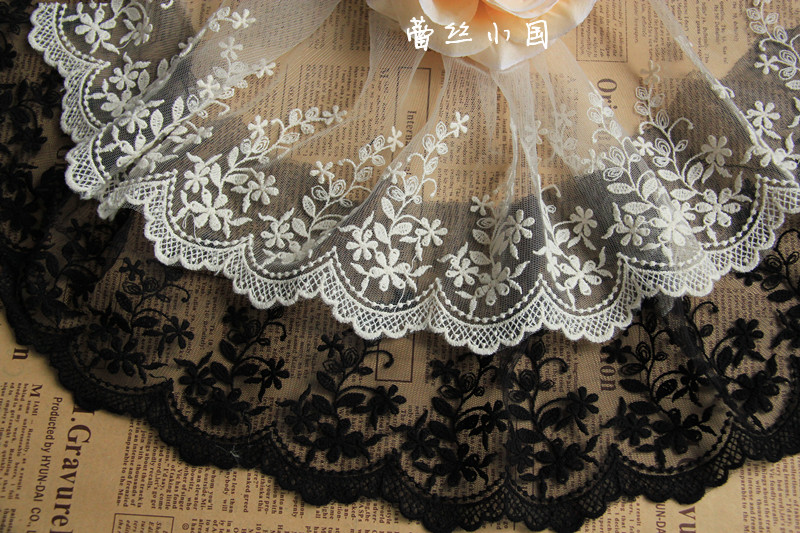 B7G5 handmade DIY lace lace clothing accessories Grid mulberry flower hard mesh embroidery lace width 15cm special offer