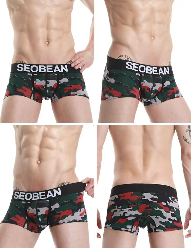 SEOBEAN Hibbing Nam Quần Cotton Căng Mùa Hè Thoáng Khí Thấp Eo Boxer Jungle Sa Mạc Dương Ngụy Trang