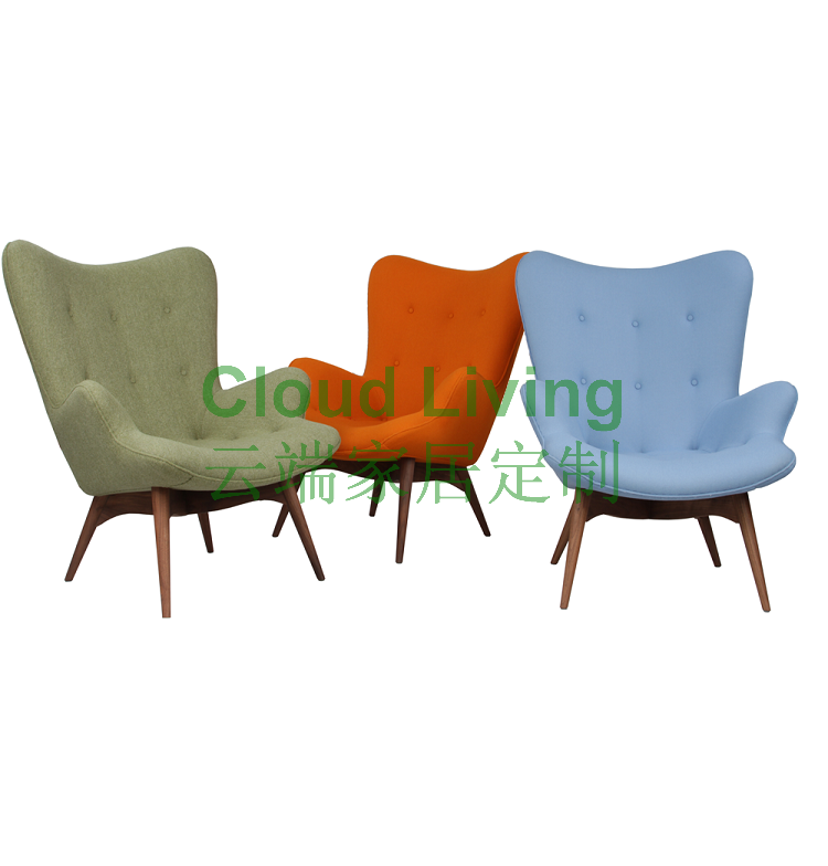 Bắc âu cánh hoa ghế thiết kế vải phòng chờ ghế gỗ rắn đơn giản sofa đơn ngồi có thể ngả pedal đồ nội thất tùy chỉnh