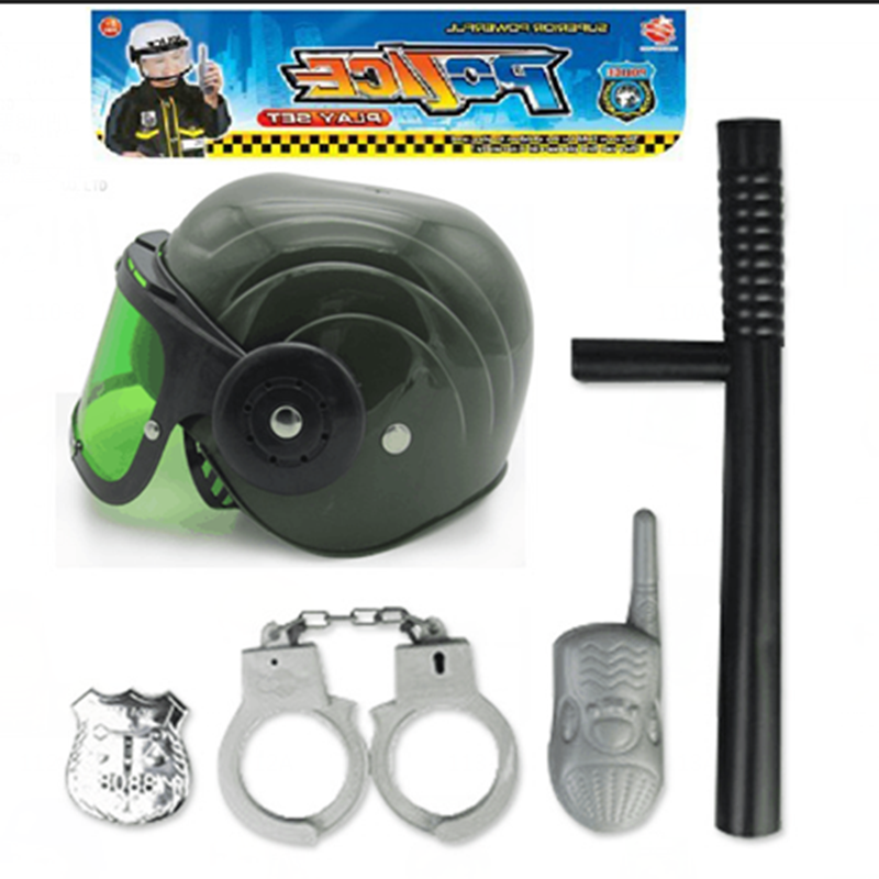 Child Police Cap Riot Hat Performance Props Handcuffs Truncheon Toy Kindergarten Corner Color Play Dance Build Props