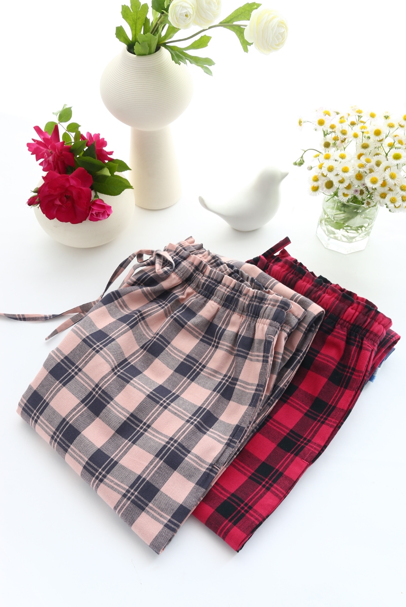 Mùa hè quần ngủ mới của phụ nữ quần cotton kẻ sọc rộng kích thước lớn mùa xuân và mùa thu quần cotton nhà quần short jean nam