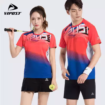 New sports quick-drying sweating T-shirt couple badminton suit men and women short sleeve round neck training suit top