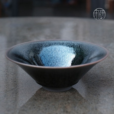 Здание 宋研 | 彷宋点茶银毫大撇口建盏 兔毫斗笠形茶洗果盘茶百戏推荐
