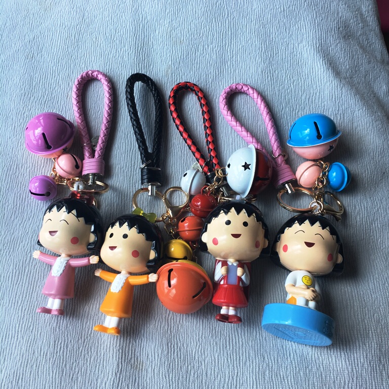 Chibi Maruko-Chan Korean Creative Cute Car Keychain Ladies Bag Pendant Jewelry Couple Key Chain Ring