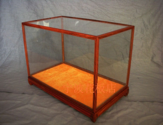 Redwood treasure cage glass cover ornaments red rosewood display box Buddha statue dust cover craft gifts ornaments antique literary play