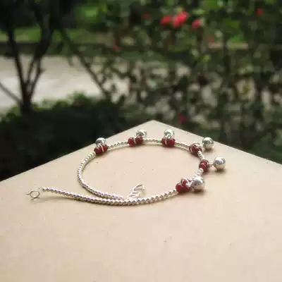 Happy 999 foot Silver transfer beads Bell natural red agate sterling silver hand fine feet female cute