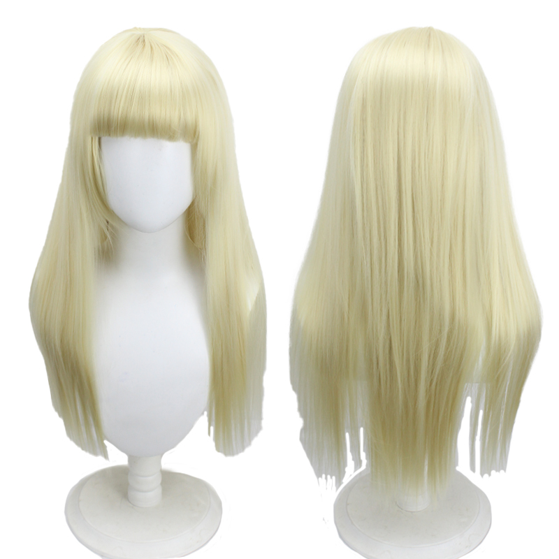 Celebrity Style Lady Gaga Light Blonde Classic Long Straight Hair Bow Cosplay Wig