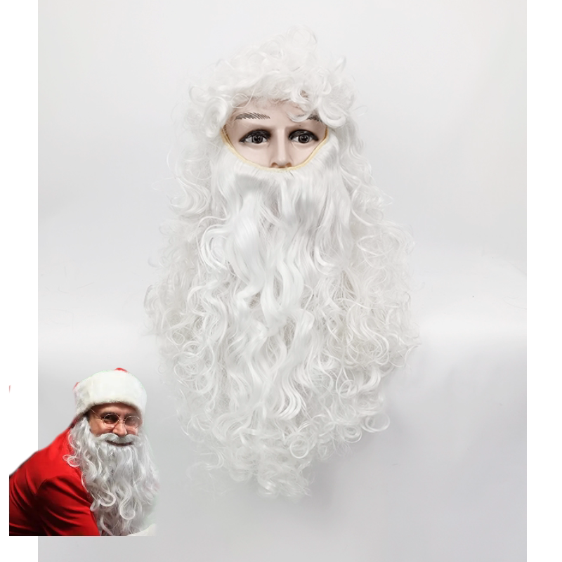 Santa Claus Beard Wig Performance Costume Props Christmas White Beard Eyebrows Wig Headgear