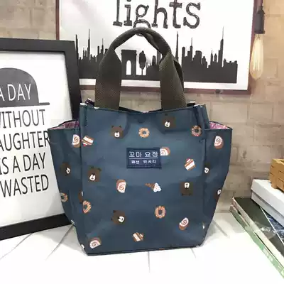 Korean version of the tote bag waterproof nylon cloth bento bag bento bag Primary school student bento with portable bag female bag