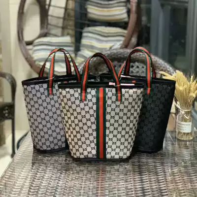 Korean version of ins Hand bag mesh women bag flocking bag waterproof wash bag beach bag fitness bag swimming bag