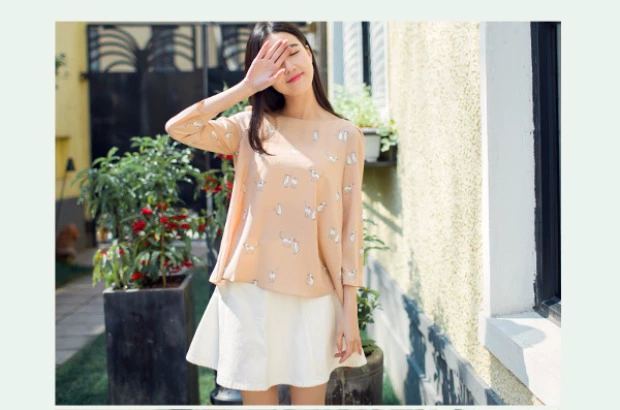 Mumu Home Trọng lượng nhẹ mèo nhỏ mùa xuân và mùa hè In áo voan mỏng nữ để gửi ren quấn ngực 2x