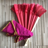 Фенгьян Цветочный барабан 8 -кишкотный красный вентилятор+розовая красная золотая пограничная платка требует других цветов