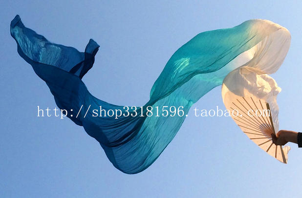 Manufacturer direct sales professional belly dance fan color genuine silk dance fan long silk fan rubber state sector fan-price ratio high