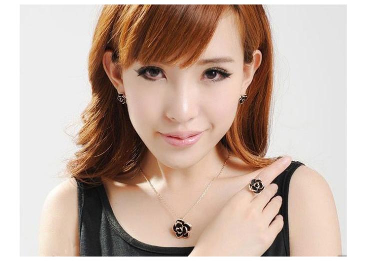 Nữ phiên bản Nhật Bản và Hàn Quốc thời trang đơn giản cá tính sinh viên thủy triều kim cương hoa hồng khai trương nhẫn ngón tay phóng đại nhẫn bạc đôi