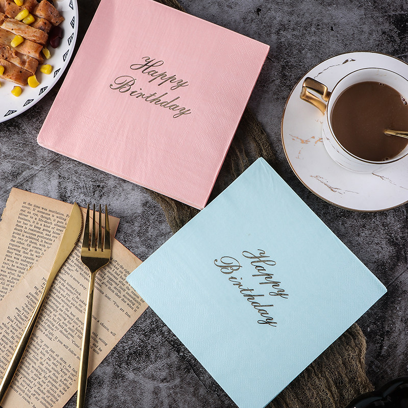 High-end Bronzed Color Printed Paper Towels Birthday Napkin Dining Room Pure Wood Pulp Paper Face Towel Paper