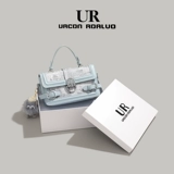 UR高级感花纹刺绣手提盒子包包女2023新款潮百搭小方包单肩斜挎包