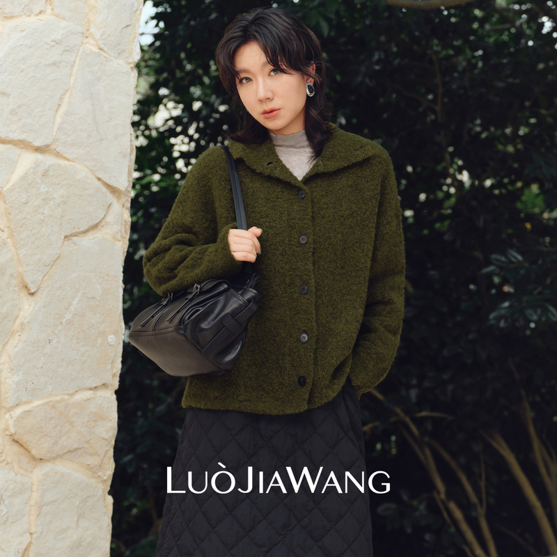 Sheep Wool Blend Lapel Knit Sweater 2026 Autumn New Style Elegant Sweater Coat丨Luojiawang Sheep Wool Blend Lapel Knit Sweater 2026 Autumn New Style Elegant Sweater Coat丨Luojiawang
