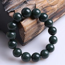 Natural Xinjiang and Tian Yuqing jade round pearl Buddha pearl handstring jade mens section 18MM large beads bracelet jade pendant