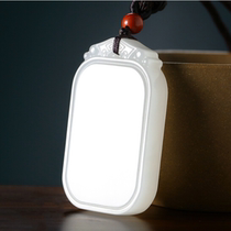 Xinjiang Hetian jade pendant mutton fat white safe and sound brand jade pendant men and women Jade card transfer Jade with certificate