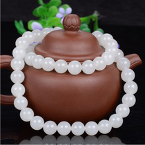 Xinjiang natural and field jade goat fat white jade necklace woman and field jade round pearl seed necklace with certificate