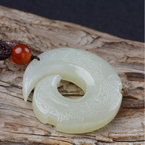 Hetian Jade time to run the pendant to turn the universe pendant antique dragon pattern Jade Peel personality mens Jade