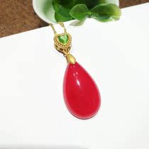 Natural fashion women 925 silver inlaid Red chalcedony water drop pendant with necklace pendant pendant choker