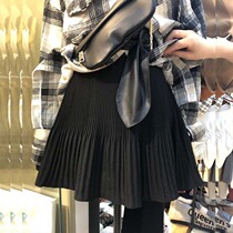 2021 summer new South Korea Dongdaemun solid color pleated a-line short skirt elastic high waist Western style skirt womens tide