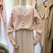 Autumn Winter New Twist Long Sleeves Slim down South Korea Dongdaemun Knitted Cardiovert Jacket Sweater Female Loose Wear