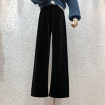 Autumn and winter South Korea East Gate copper ammonia velvet composite thick wide leg pants hanging loose straight draping casual pants women
