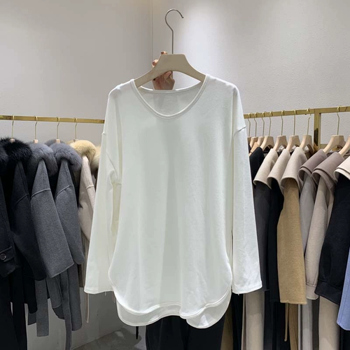 Южнокорейский демисезонный товар, модный утепленный хлопковый базовый лонгслив