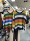 Thirteen Lines Autumn and Winter New Korean Style Loose Round Neck Color Striped Retro Commuting Casual All-match Pullover Sweater for Women