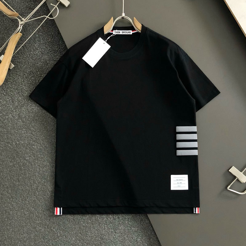 Summer New Tb Short-Sleeve T-Shirt for Men and Women, Four-Stripe Slim-Fit Casual Round-Neck Tee, Couple's Pure Cotton Pullover Half-Sleeve Summer New Tb Short-Sleeve T-Shirt for Men and Women, Four-Stripe Slim-Fit Casual Round-Neck Tee, Couple's Pure Cotton Pullover Half-Sleeve