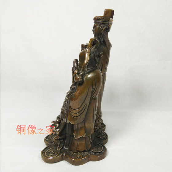 Pure copper antique fortune, longevity and three immortals cornucopia of fortune, fortune and longevity, three-star lucky decoration, copperware ornaments